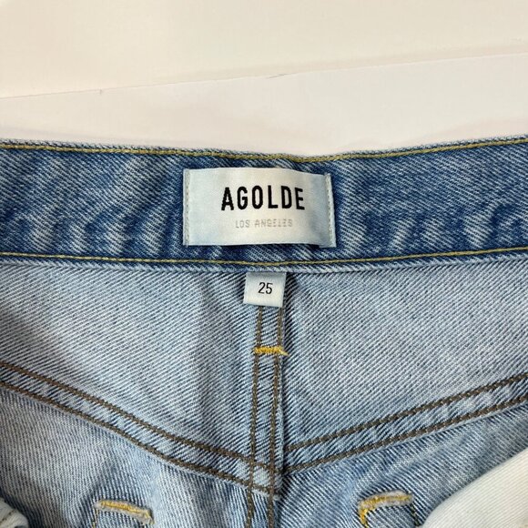 Agolde Parker Ripped light wash jean cutoff shorts Size 25 Button down distresse - Picture 6 of 11